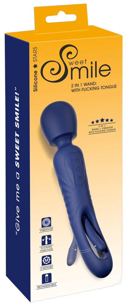 2 in 1 Wand Vibrator with Flicking Tougue Sweet Smile