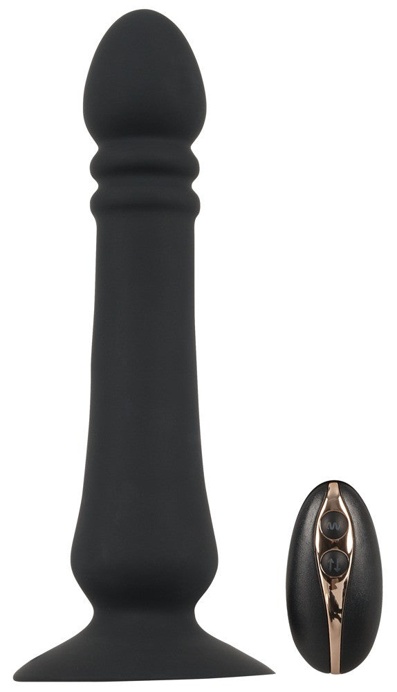 Anal vibrator with remote control and suction cup. Silicone anal plug.