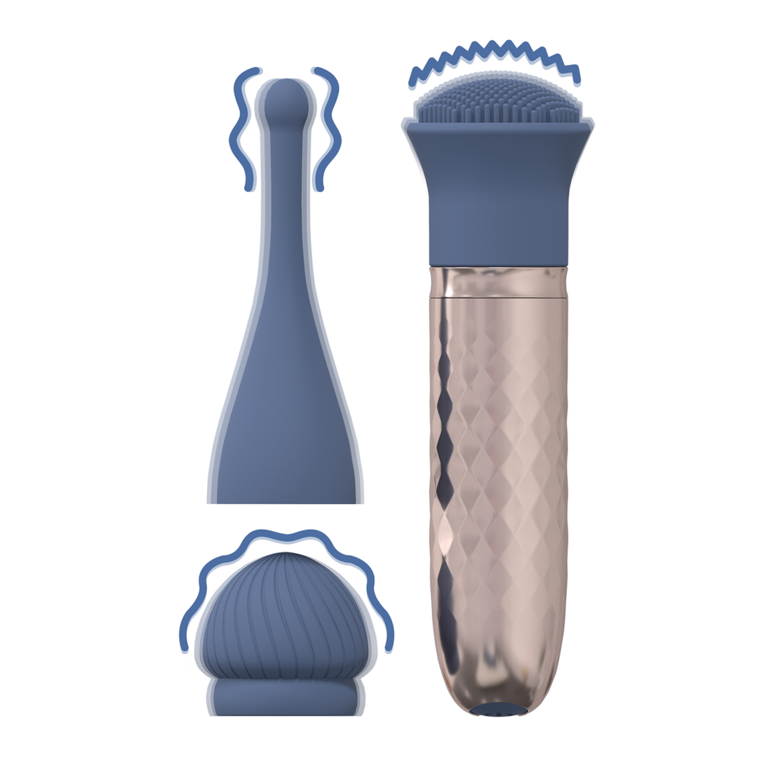 The Thrill Loveline Rechargeable Vibrator with 3 Interchangeable Parts