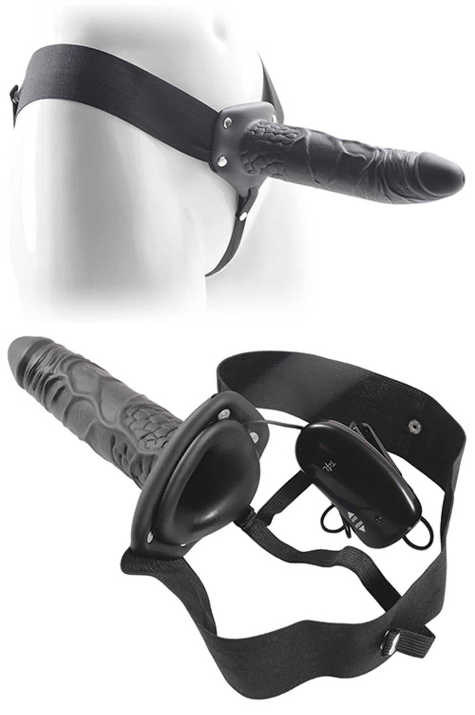 Real Rapture 8 Black Vibrating Dildo Strap-on Vibrator
