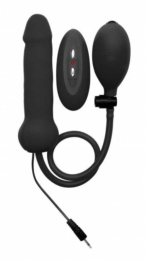 Inflatable Vibrating Silicone Dong - Black