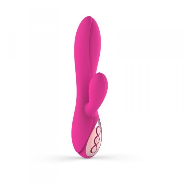 Double rabbit vibrator with clitoral stimulator, vibrating vaginal dildo in silicone whale
