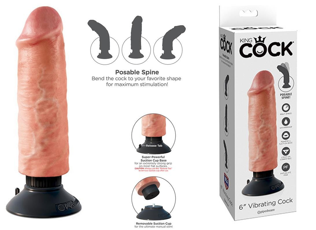 King Cock 6 Realistic Vibrator with Suction Cup