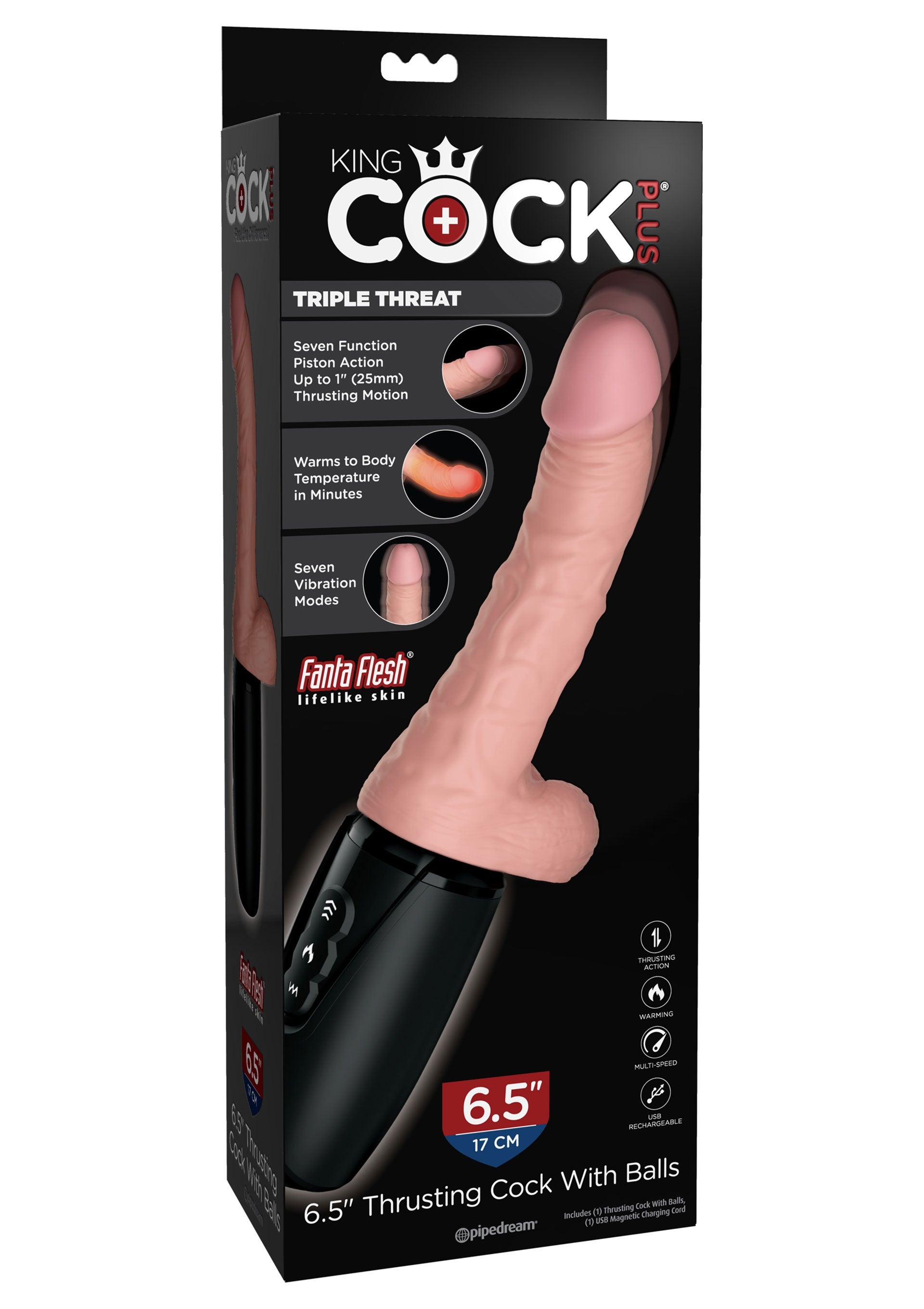 King Cock Plus Triple Threat Realistic Thrusting Heating Sex Machine
