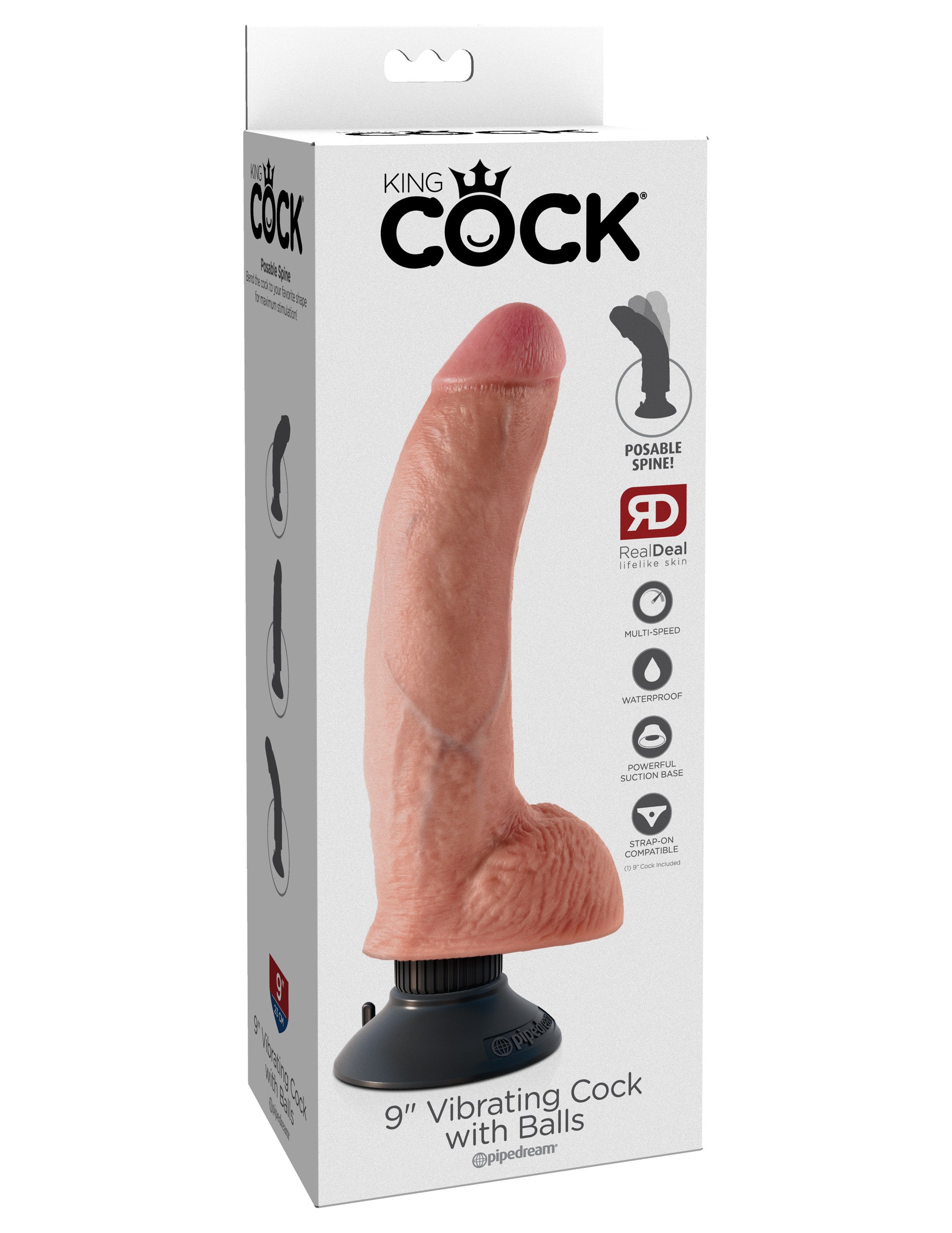 King Cock 9 with Balls Realistic Vaginal Anal Vibrator