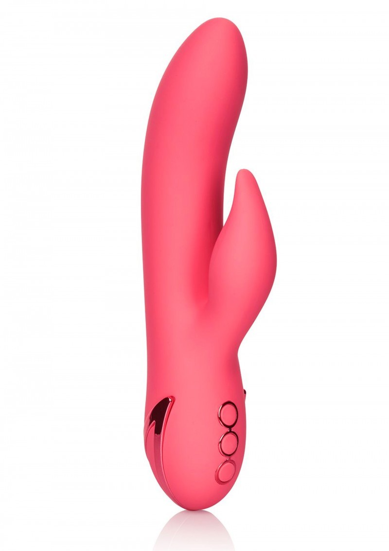 Double Vaginal Vibrator with Clitoral Stimulator in Silicone Rechargeable Vibrating Dildo