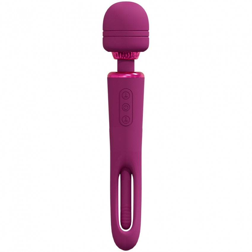 Kiku Double Ended Wand Vibrator with Innovative G-Spot Flapping Stimulator Pink
